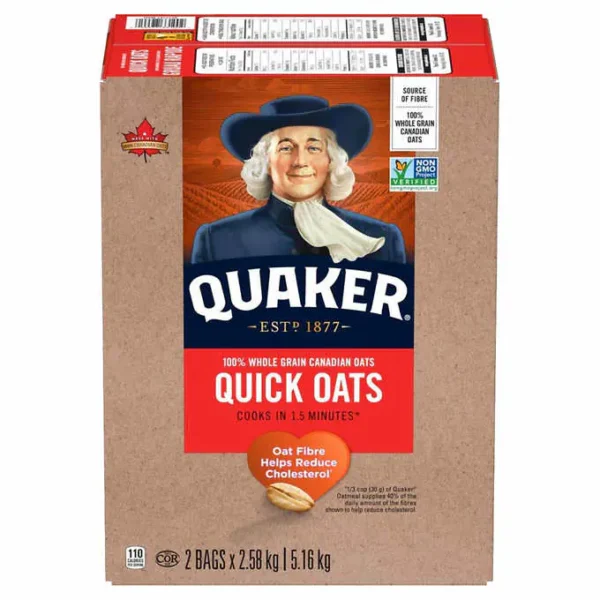 Quaker Quick Oats, 2 × 2.58 kg